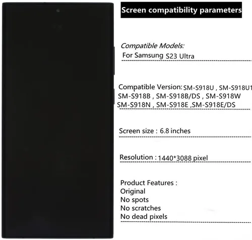 Miniatura 4 de 6.8 pulgadas original para Samsung Galaxy S23 Ultra SM-S918U SM-S918U1 SM- S918B SM-S918W SM-S918E LCD S23 Ultra Display reemplazo del conjunto