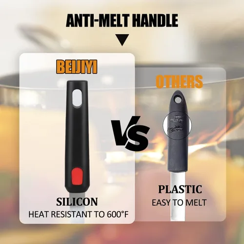 Miniatura 5 de Beijiyi - Juego de 3 espátulas de silicona resistentes al calor de 600 °F para utensilios de cocina antiadherentes, utensilios de cocina grandes