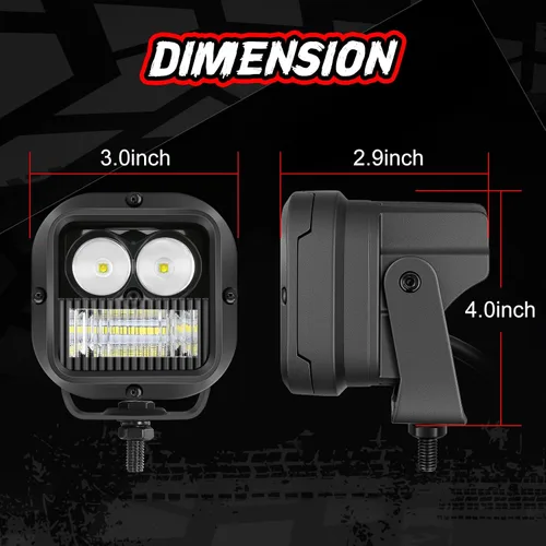 Miniatura 2 de Cubo de luz LED todoterreno de 3 pulgadas, luz de marcha atrás CREE Combo cuadrado LED cubo de luces de zanja de trabajo, barra de luz de respaldo