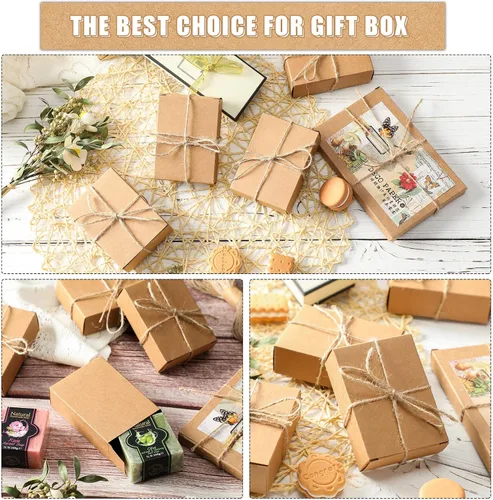Miniatura 6 de Gersoniel 50 Cajas de Jabón de Papel Kraft Embalaje para Suministros de Fabricación de Jabón Casero para Recuerdos de Fiesta Sin Ventana Embalaje