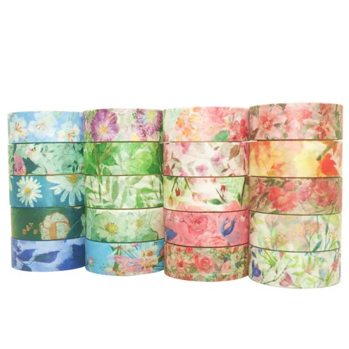 Miniatura 7 de VIVIQUEN Juego de 20 rollos de cinta washi de flores, 0.591 in de cinta washi floral para diario de viñetas, cintas decorativas de enmascaramiento