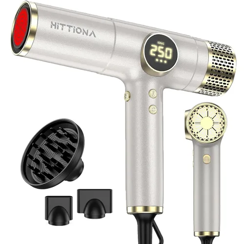 Miniatura 10 de HITTIONA Secador de pelo de viaje de doble voltaje con difusor magnético, secador de pelo iónico de alta velocidad de 2000 W, regalo para mujeres