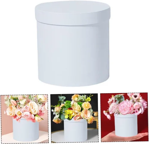 Miniatura 5 de Caja de ramo de 2 piezas, caja redonda de flores, cajas de flores para San Valentín, caja de embalaje de flores, caja de arreglos, caja de cartón