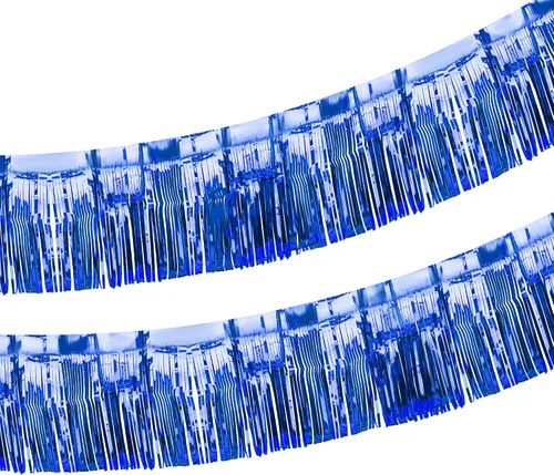 Miniatura 8 de Paquete de 2 flotadores de 10 pies con purpurina azul real para remolque, flecos de papel de aluminio con purpurina metálica, serpentinas de oropel