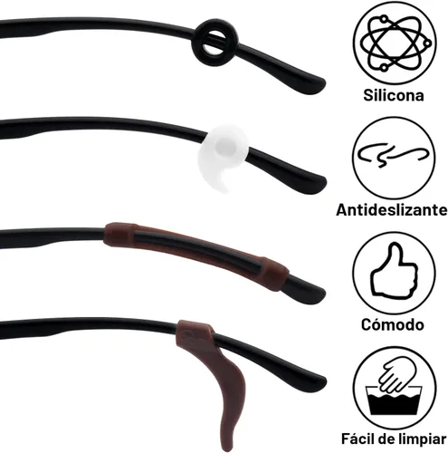 Miniatura 2 de Benvo 12 pares de retenedores para gafas de silicona, sujetadores para patillas de gafas, protectores antideslizantes, sujetadores para gafas