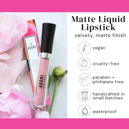 Miniatura 5 de Aromi Lápiz labial líquido negro cereza mate - Color de labios ciruela granate para mujer (cereza negra)