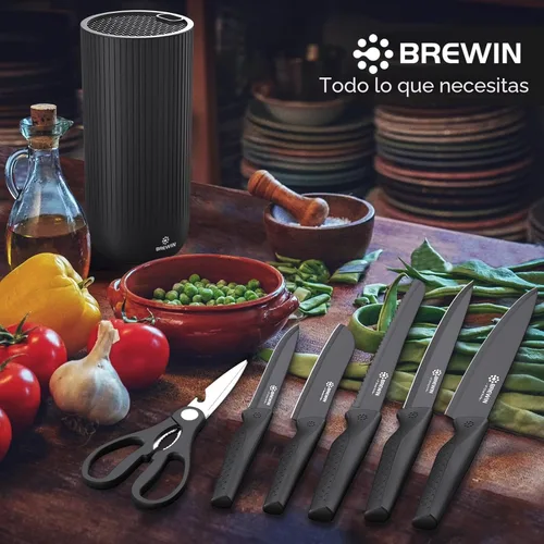 Miniatura 2 de Juego de cuchillos, juego de cuchillos de cocina Brewin, juego de cuchillos para cocina, bloque de cuchillos universal, juego de bloques de Carbón