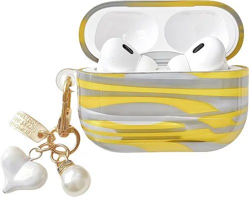 Funda para Airpods Pro 2, funda con diseño de nubes con purpurina compatible con Apple Airpods Pro de 2ª/1ª generación (2023/2022/2019) con llavero