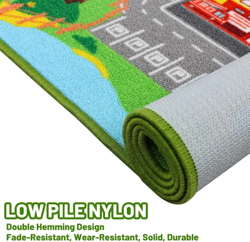 Miniatura 5 de Alfombra de juego para niños, alfombra de autos para niños, alfombra antideslizante con diseño de mapa de ciudad para niños, alfombra para sala