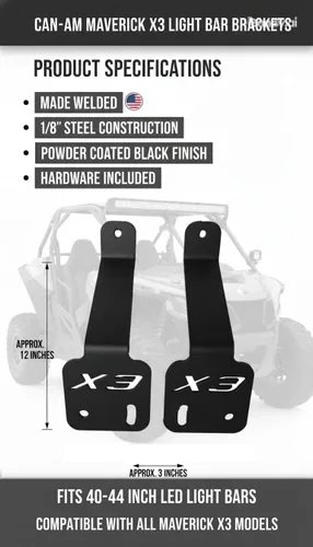 Miniatura 2 de Soporte de barra de luz LED ajustable de 42 pulgadas compatible con: Can-Am Maverick X3