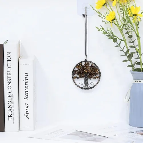 Miniatura 2 de Árbol de la vida con piedra de cristal curativo, adorno colgante para el hogar, oficina, automóvil, decoración colgante para Feng Shui, decoración