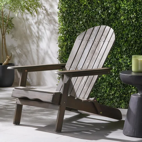 Miniatura 7 de Malibu Folding Adirondack Chair: Acacia Wood Rustic Patio Seating with Slatted Design - Foldable Outdoor Furniture for Garden & Backyard Relaxation