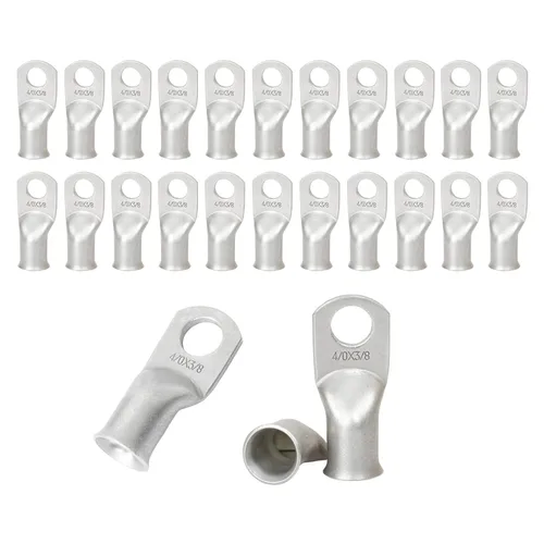 Miniatura 23 de 2/0 AWG 5/16" Stud (25 piezas), terminal de anillo de batería resistente, conectores de calibre 00, lengüetas de alambre de cobre 2/0, terminales