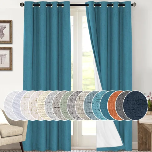 Miniatura 120 de Primitive - Cortinas opacas 100 % de lino texturizado natural para dormitorio, sala de estar, cortinas para ahorra energía, tela de arpillera