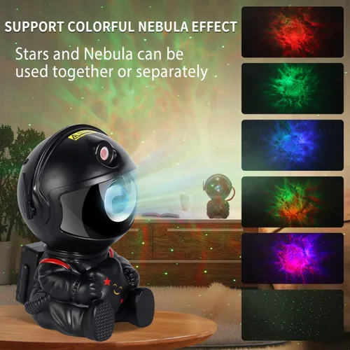 Miniatura 2 de Luz de Estrellas Nebulosa Astronauta para Niños - Proyector de galaxia para dormitorio/sala de juegos para adultos, decoración de cine en casa negro、