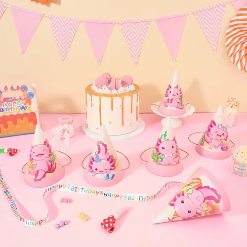 Miniatura 4 de WERNNSAI 12 Pcs Birthday Party Hats Assorted Themes Cone Paper Headbands Multiple Styles, Easy to Assemble with Elastic Strings, Kids Birthday