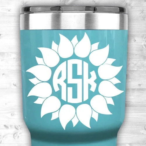 Miniatura 3 de Vinyl Decal - Sunflower Monogram Decal Gifts for Women - to go on Yeti Tumblers RTIC Ozark Trail Laptops MacBooks Car Windows etc