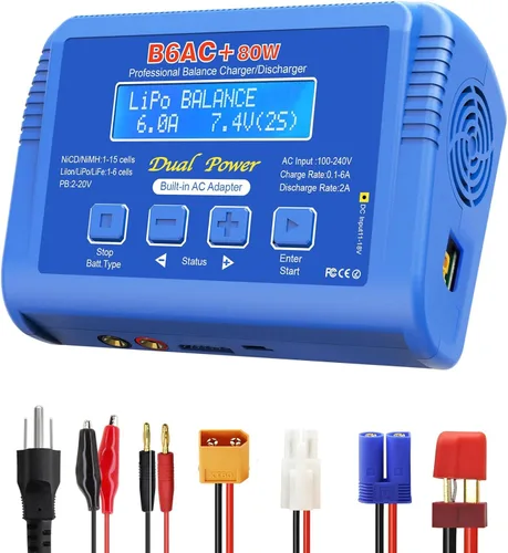 B6 AC Lipo Balance Cargador con 80W Fuente de Alimentación para 1S 2S 3S-6S LiPo Lilon Life Lifepo4 NiCd NiMh Pb RC Batería