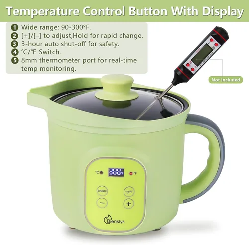 Miniatura 2 de Bienslys Olla Digital para Derretir Cera, Olla Eléctrica de 1.6 Qts para Hacer Velas y Jabón con Termostato Ajustable (90-300°F), Revestimiento