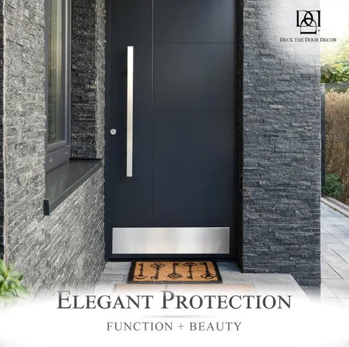 Miniatura 5 de Deck the Door Decor Placa para puerta – Aluminio anodizado – Montaje con tornillo – Negro satinado, níquel satinado, latón brillante y acabado