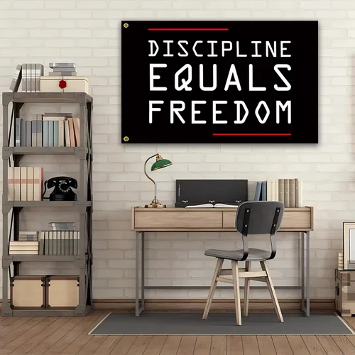 Miniatura 4 de Bandera de disciplina igual a la libertad de 3 x 5 pies, banderas motivacionales para el hogar, gimnasio, pared, fitness, banderas inspiradoras