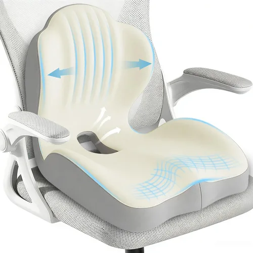 Cojín de asiento para silla de oficina, automóvil, cojines de asiento ergonómicos en forma de L, cojín ortopédico de espuma viscoelástica con hueco
