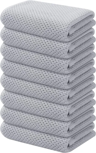 Miniatura 67 de Kitinjoy - Paños de cocina de 100 % algodón, tela de tejido gofrado, paño de limpieza ultrasuave, absorbente y de secado rápido. Gris Oscuro
