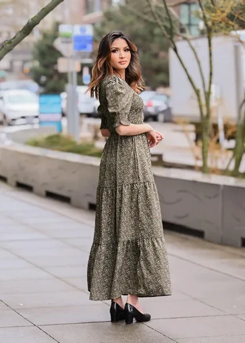 Miniatura 116 de BTFBM Vestidos para mujer, cuello redondo, casual, de verano, con volantes, manga corta, bohemio, con niveles, fruncido, largo, con estampado floral