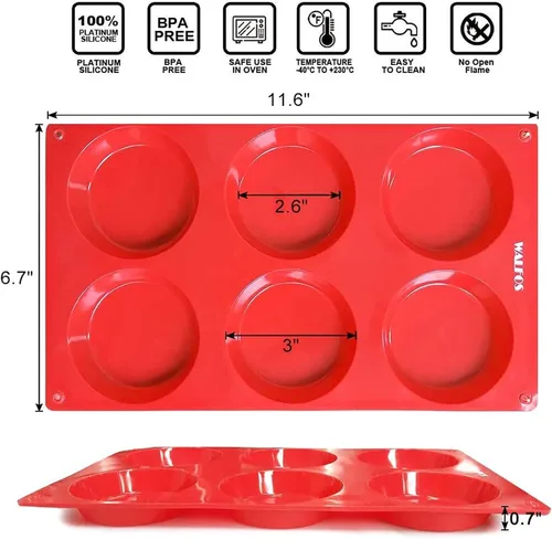Miniatura 7 de Walfos Moldes de silicona Whoopie para hornear, 3 moldes antiadherentes para magdalenas. Silicona de grado alimenticio y sin BPA, ideal