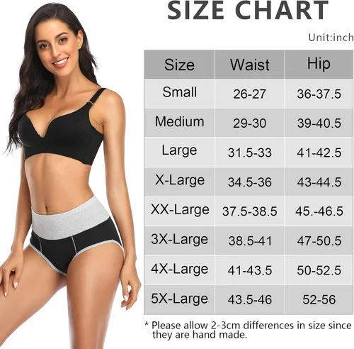 Miniatura 6 de QOVOQ Ropa interior de algodón para mujer, cobertura completa, cintura alta, elásticos, suaves, cómodas, paquete múltiple
