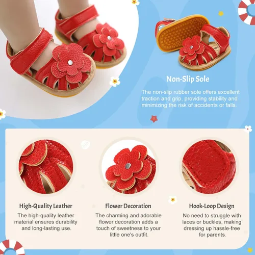 Miniatura 3 de KIDSUN Sandalias para bebés, niñas y niños, suela de goma antideslizante, para verano, playa, al aire libre, zapatos para cuna
