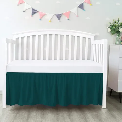 Miniatura 11 de 100% algodón egipcio, cuna de guardería infantil (24 x 38 + 10 pulgadas), falda de cuna de 800 hilos con volantes para polvo, faldas de ropa de cama