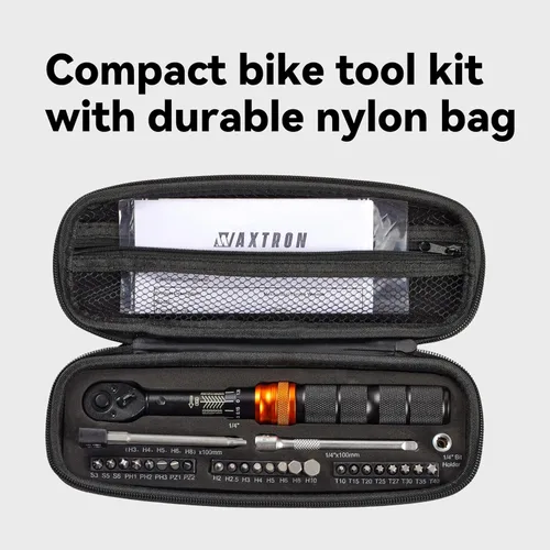 Miniatura 9 de Juego de llaves dinamométricas para bicicleta, kit de herramientas de bicicleta de 32 piezas, llave dinamométrica de clic de 1/4 pulgadas y juego