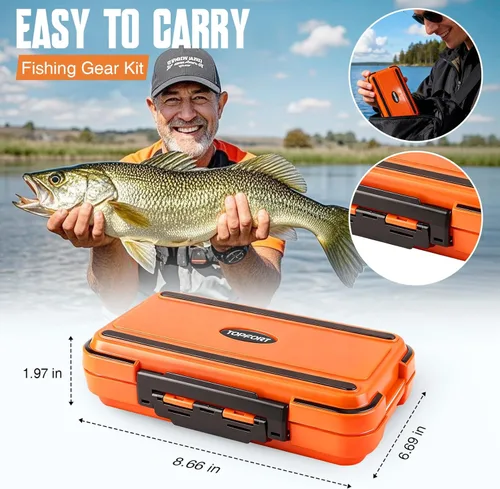 Miniatura 4 de TOPFORT Kit de 187/343 piezas de accesorios de pesca, Caja de aparejos de pesca organizada con aparejos incluidos, anzuelos de pesca, pesas de Kit