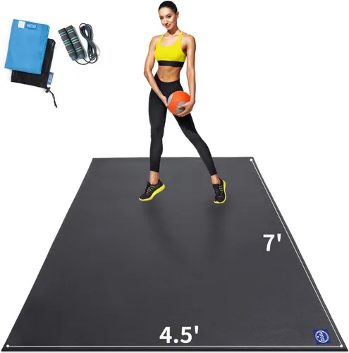Miniatura 10 de MRO Extra Large Exercise Mat For Home Gym, 8'x4.5'/7'x4.5'/6'x4.5'(7mm) Workout Mats for Gym Flooring, Non-Slip, Extra Thick Durable Cardio Mat