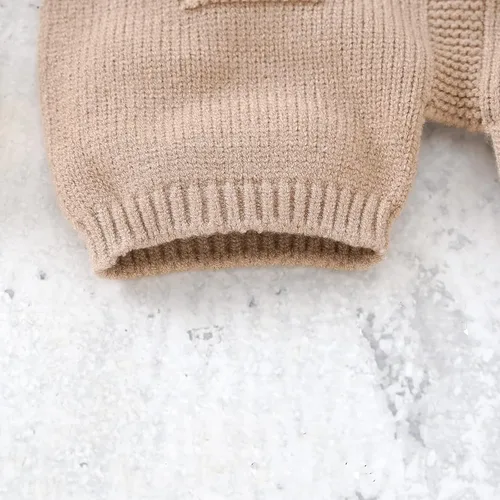 Miniatura 5 de Mameluco de punto para bebé, recién nacido, sin mangas, conjunto de suéter para niños y niñas con gorro cálido