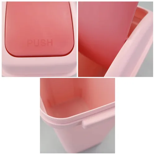 Miniatura 4 de Bote de basura pequeño de 7 L con tapa giratoria, cubo de basura interior de 1.8 galones con tapa (rosa)