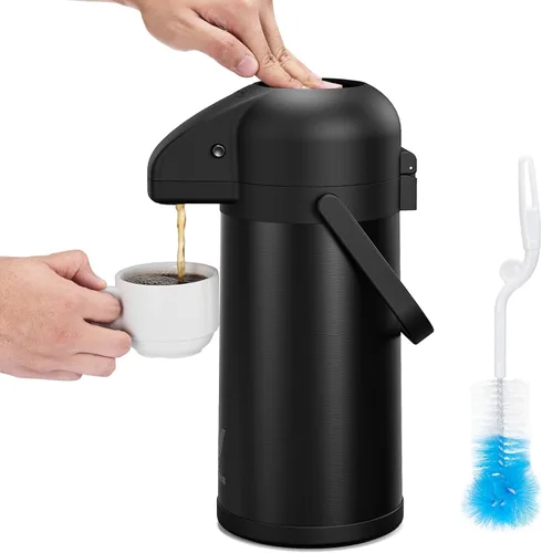 Miniatura 10 de Oferta de un día. Despachador de bebidas térmico, de 102 onzas. Vondior Termo de acero inoxidable para agua fría o caliente, con bomba. Cafetera 1
