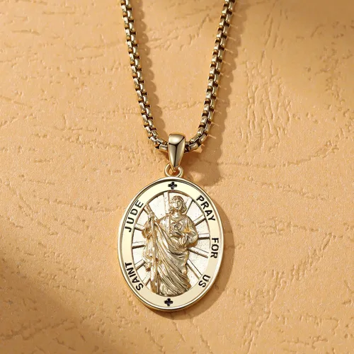 Miniatura 301 de Collar de plata de ley 925 con medalla de San Patrón, colgante de protección católica, amuleto, joyería religiosa para hombres y mujeres