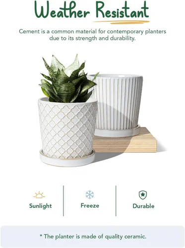 Miniatura 4 de LE TAUCI Macetas de cerámica para plantas, macetas de 5.4 pulgadas con orificio de drenaje y platillo, macetas de interior para suculentas, plantas