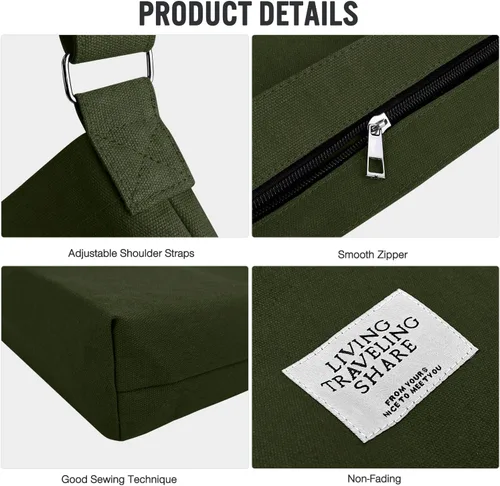 Miniatura 4 de Bolsos de hombro de lona para la escuela, estilo hobo universitario, bolsos de mano para estudiantes, bolsos casuales de compras, trabajo, bolsa