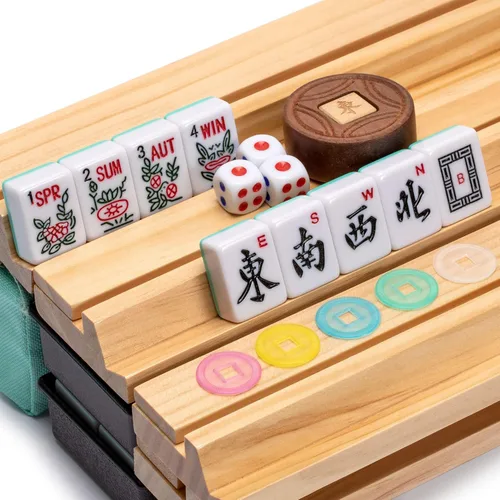 Miniatura 3 de Yellow Mountain Imports - Juego de Mahjong Americano, Pimienta con Estuche Blando, Soportes con Empujadores, Monedas de Apuestas Wright Patterson