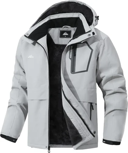 Chaqueta de esquí de invierno impermeable para hombre, chaqueta de snowboard de invierno impermeable con capucha y forro polar resistente al viento