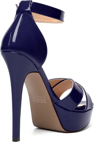Miniatura 96 de MODENCOCO Sandalias de boda con correa de tobillo sexy para mujer, con plataforma y puntera abierta, tacón de aguja y tacón alto, zapatos de vestir