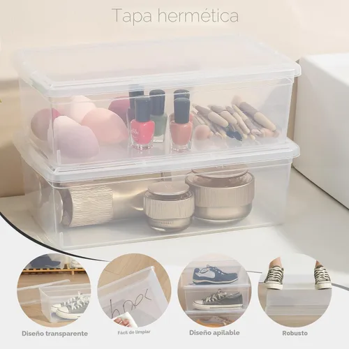 Miniatura 5 de novelinks Contenedores de almacenamiento de plástico transparente de 6 cuartos de galón con tapas transparentes, caja apilable, contenedor