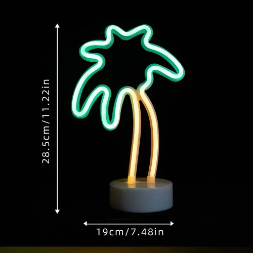 Miniatura 5 de ENUOLI Letreros de neón de palmera de coco LED con batería, alimentados por USB, luz de neón con base de soporte para suministros de fiesta, Árbol