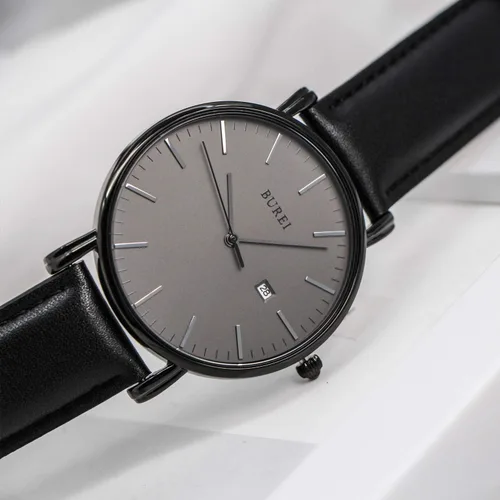 Miniatura 5 de BUREI - Reloj de pulsera analógico para hombre con fecha y correa de piel