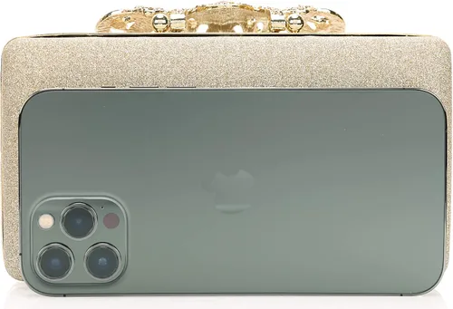 Miniatura 4 de Dexmay - Bolso de mano con diamantes de imitación con cierre de corona de cristal, bolso de noche formal para mujer
