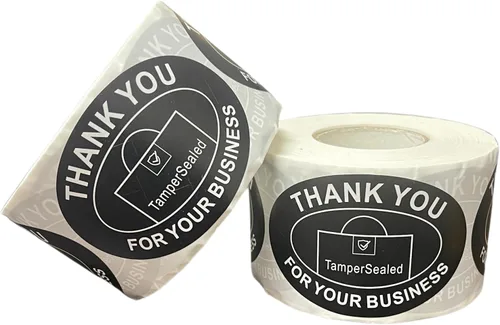 Miniatura 2 de Adhesivos redondos de papel con texto en inglés "Thank You for Your Business" (2 x 3 pulgadas, 500 unidades) para contenedores de alimentos