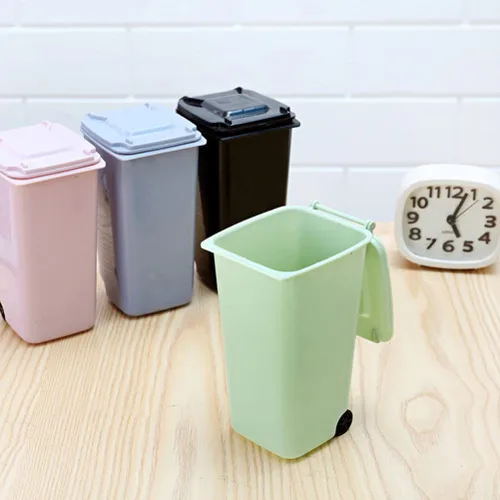 Miniatura 5 de Tofficu 3 piezas Mini bote de basura con tapa, cubo de basura multifuncional de escritorio para oficina y hogar, soporte de basura compacto
